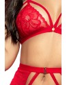 Ensemble trois pièces en dentelle rouge - MAL8561RED