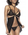 Deux-en-Un, Body et nuisette dentelle noire - MAL7499BLK