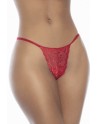 Babydoll en dentelle et résille rouge ouvert sur le devant - MAL7501RED