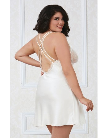 Nuisette grande taille satinée blanc - DG12028XWHT