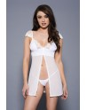 Nuisette en fine résille blanche ouverte - ML60090WHT