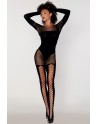 Bodystocking manches longues effet body et bas noir - DG0443BLK