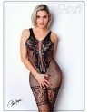 Bodystocking en fine résille noire avec laçage - Le Numéro 14 - Collection Bodystocking - CM99014