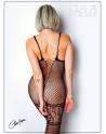 Bodystocking en fine résille noire avec laçage - Le Numéro 14 - Collection Bodystocking - CM99014