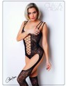 Bodystocking dentelle floral et triple bretelles - Le Numéro 9 - Collection Bodystocking - CM99009