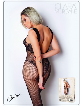 Bodystocking en dentelle noire motif floraux  - Le Numéro 8 - Collection Bodystocking - CM99008