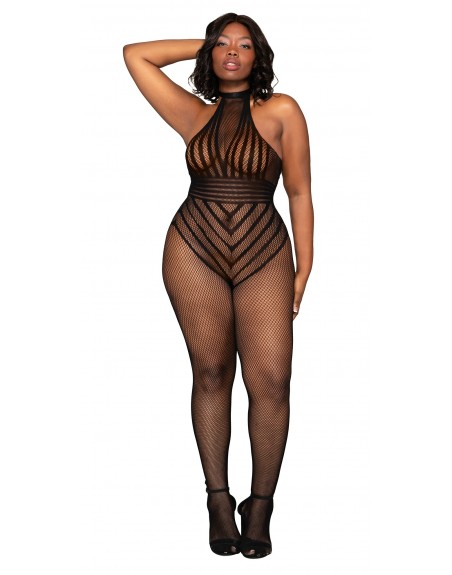 Bodystocking en résille grande taille - DG0402XBLK