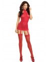 Bodystocking rouge effet guêpière avec dentelle - DG0035RED