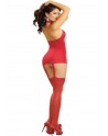 Bodystocking rouge effet guêpière avec dentelle - DG0035RED