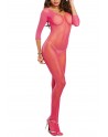 Bodystocking rose fluo résille ouvert à l'entre-jambes - DG0015HPK