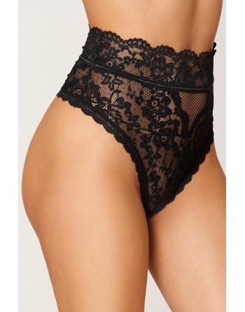 String dentelle taille haute noir - DG1477BLK