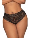 Tanga noir ouvert à l'entrejambe grande taille - DG1468XBLK