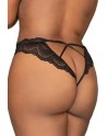 Tanga noir ouvert à l'entrejambe grande taille - DG1468XBLK