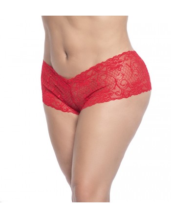 Shorty en dentelle rouge grande taille - MAL90XRED