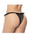 Culotte ouverte noire avec froufrou en dentelle - MAL119BLK