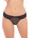 Shorty noire en fine résille et large ceinture dentelle - REN1168-BLK