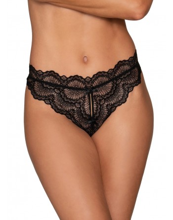 Tanga noir ouvert à l'entrejambe - DG1468BLK