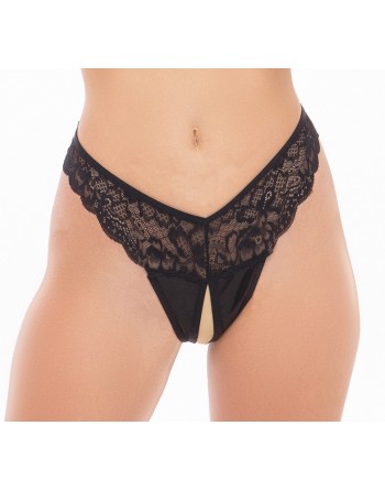 Tanga fendu noir - REN1159-BLK