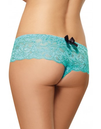 Shorty ouvert bleu turquoise court en dentelle - DG7177TUR