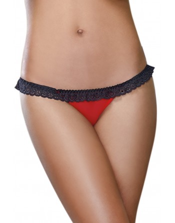 Tanga rouge ouverture coeur et dentelle noire - DG1377RBK