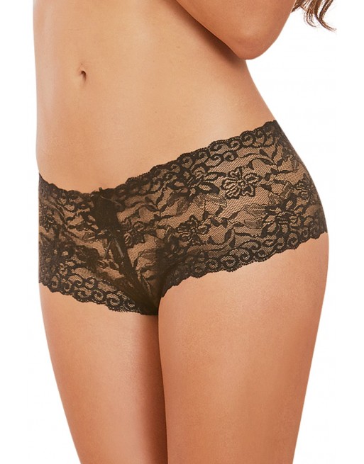 Shorty dentelle ouvert laçage au dos - DG1326BLK