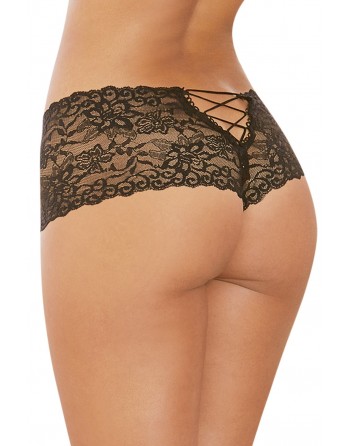 Shorty dentelle ouvert laçage au dos - DG1326BLK