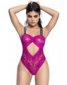 Body string en dentelle florale rose et bretelles larges élastiques  - MAL8693HPK