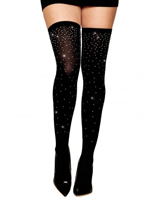 Bas fantaisie noir avec strass - DG0459BLK