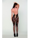 Bodystocking manches longues effet body et bas noir - DG0444BLK