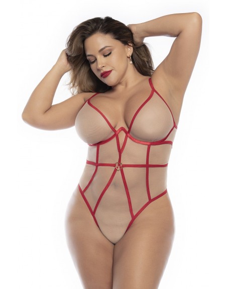 Body String, grande taille, chair et rouge - MAL8817XRED