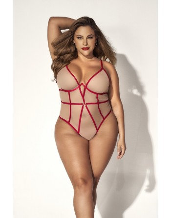 Body String, grande taille, chair et rouge - MAL8817XRED