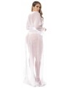 Robe longue, grande taille, en fine résille blanche - MAL7483XWHT