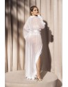 Robe longue, grande taille, en fine résille blanche - MAL7483XWHT