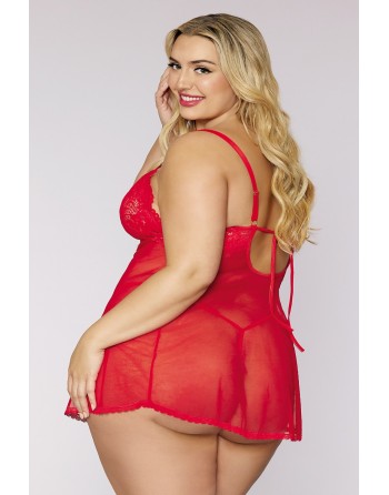 Nuisette et string rouge grande taille - DG12701XRED