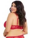 Soutien-gorge rouge grande taille demi-bonnets seins nus avec armatures - DG9386XRED