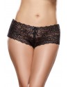 Shorty grande taille dentelle ouvert laçage au dos - DG1326XBLK