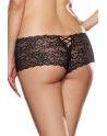 Shorty grande taille dentelle ouvert laçage au dos - DG1326XBLK