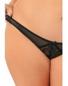 Tanga ouvert noir grande taille avec pièces dentelle sur les fesses - REN1141X-BLK