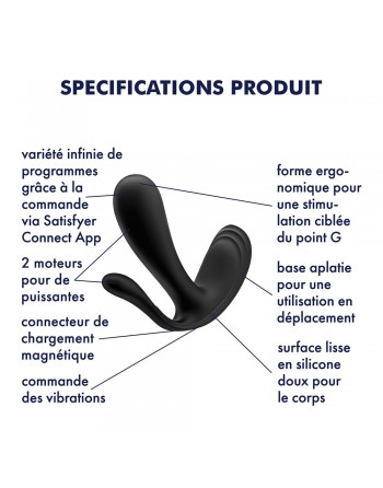 3 en 1 Vibromasseurs et stimulateur clitoridien noir connecté Top Secret  Satisfyer - CC597754