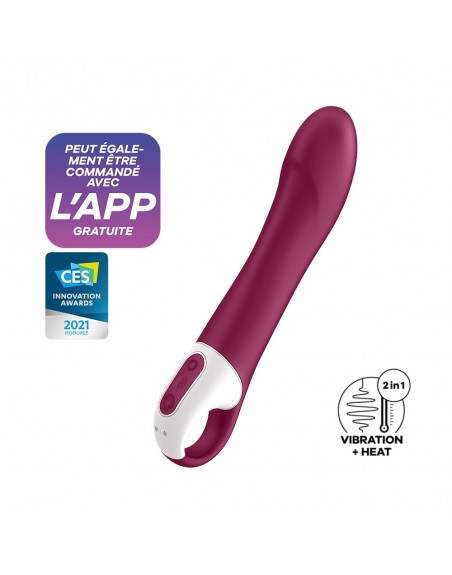 Vibromasseur chauffant connecté USB rouge Big Heat Satisfyer - CC597784