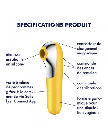 Vibromasseur et stimulateur clitoridien jaune Dual Love Satisfyer - CC5972570104