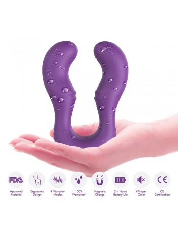 Vibromasseur Violet en forme de U double tête stimulateur point G - USK-V07PUR