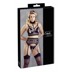 Ensemble soutien-gorge, porte jarretelles et culotte noir sexy - OR2213346BLK