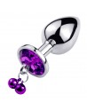 Plug bijou aluminium violet avec clochettes Taille S -  RY-001-A-ZB