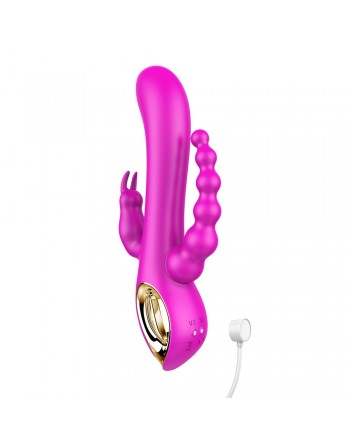 Vibromasseur Rabbit  rose  avec chapelet vibrant - TOZ-024PNK