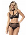 Soutien-gorge et string noir en simili cuir - MAL2730BLK