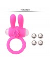 Anneau vibrant silicone rose avec oreilles de lapin - COR-003PNK