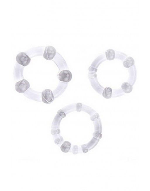 Pack 3 cockring transparents avec billes - CR-COR005CLE