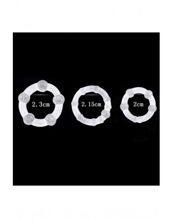 Pack 3 cockring transparents avec billes - CR-COR005CLE