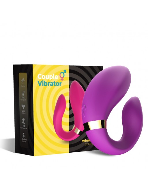 Vibromasseur forme U Violet pour couple avec double moteurs - USK-GZ02PUR